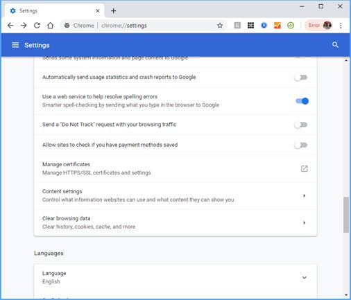 Chrome Content Settings